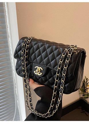 Жіноча сумка chanel крос-боді 6816 чорна
