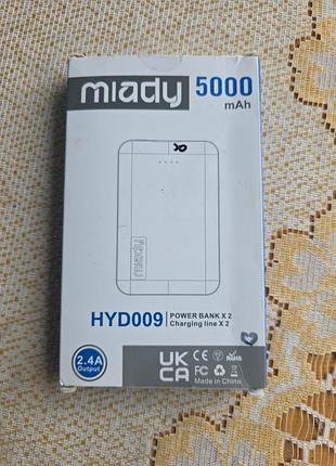 Внешний аккумулятор miady модели hyd009 с емкостью 5000 маг.