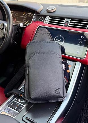 Чоловіча нагрудна сумка louis vuitton avenue total black чорна