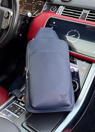 Чоловіча нагрудна сумка louis vuitton avenue total blue синя