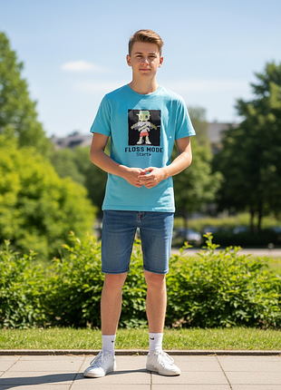 10–12 лет (146–152 см) детская футболка с интерактивным принтом голубая h&m
