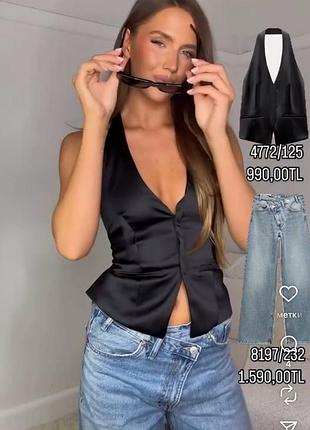 Zara жилетка атласная топ с горловиной халтером и открытой спиной