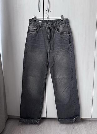 Джинси zara wide leg сірі з необробленим низом