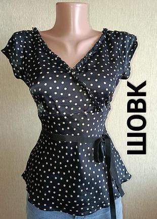 Max&co красивий шовковий топ max mara в горох