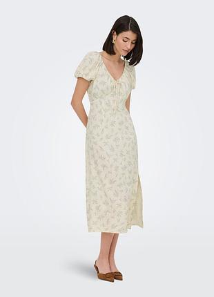 Жіноча лляна міді сукня молочного кольору h&m у розмірі xs