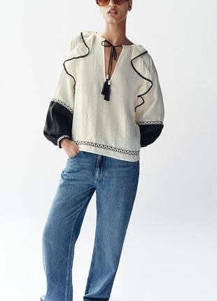 Объемная блуза-вышиванка с воланами из новой коллекции zara new original.