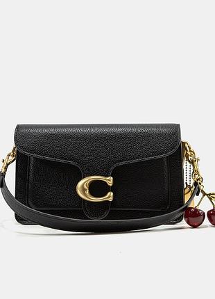 Женская сумка coach tabby shoulder bag черная с вишнями