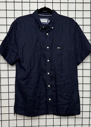 Преміальна лляна сорочка lacoste regular fit short sleeve linen shirt