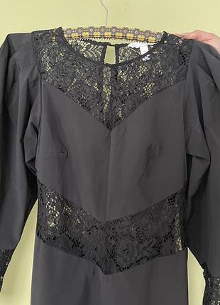 Сукня міді з мереживними вставками h&m / чорна сукня готичний стиль