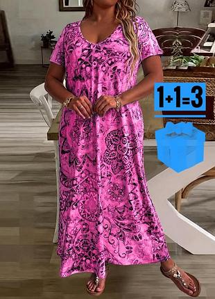 Довга сукня футболка в абстрактний принт shein 4xl