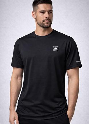 Футболка adidas чоловіча чорна спортивна холодок/стрейч,легка літня dri-fit для тренувань