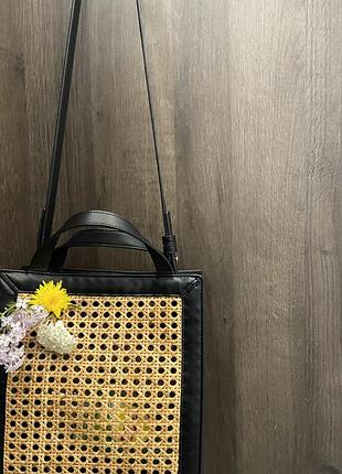 Шкіряна сумка з плетінням zara basic вінтаж