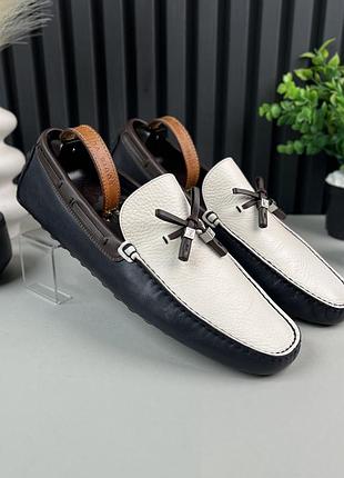 Louis vuitton tasseled tri color мокасины кожаные синие 45 eur