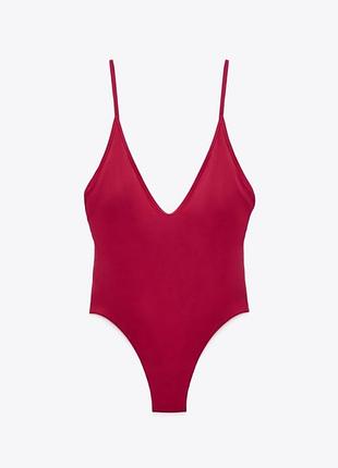 Zara суцільний купальник малинового кольору s