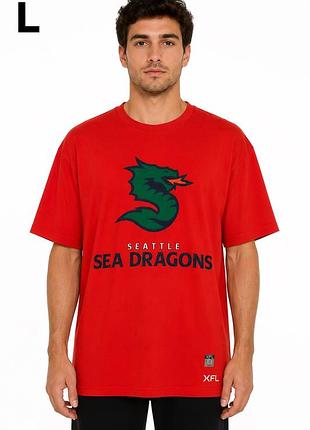 Чоловіча футболка xfl seattle sea dragons червона, розмір l