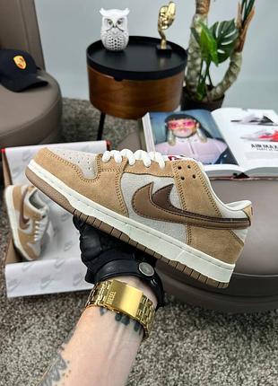 Женские кроссовки nike sb dunk low se 85 double swosh brown grey 36-40