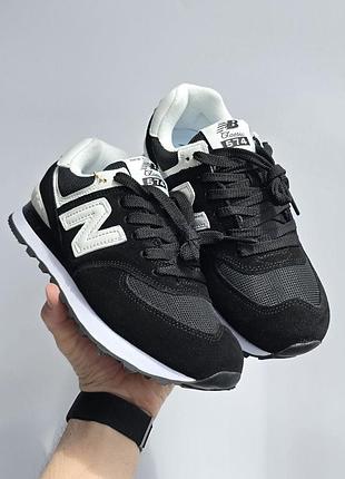 Кроссовки женские new balance 574 • black / white