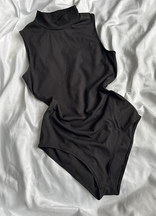 Боді в рубчик чорне базове h&m розмір s