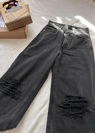 Джинси h&m wide leg з рваними колінами