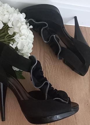 Topshop черные замшевые босоножки на платформе и шпильке 38 размер стелька-24