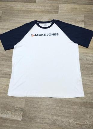 Мужская белая футболка jack & jones с принтом , размер 4xl-5xl  ; состояние нового товара ❗ .