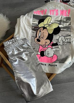 Стильний костюмчик футболочка + лосинки з minnie mouse для дівчинки 🩷