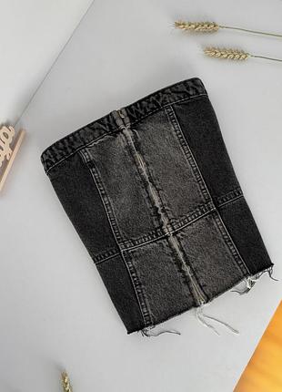 Джинсовий сірий топ корсет zara на змійці