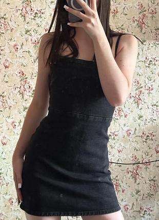 Zara чорна міні сукня джинсова