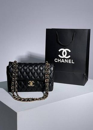 Сумочка chanel 2.55 black/gold (люкс)