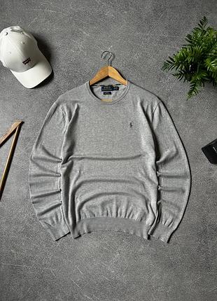 Чоловічий сірий бавовняний светр джемпер polo ralph lauren оригінал розмір s