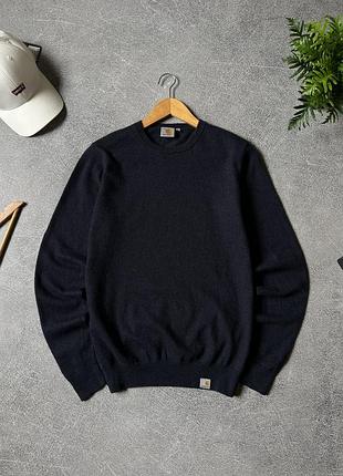 Чоловічий синій вовняний светр carhartt wip оригінал розмір s/m