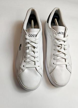Кеды lacoste powercourt из белой кожи с вышитым крокодилом размер 42
