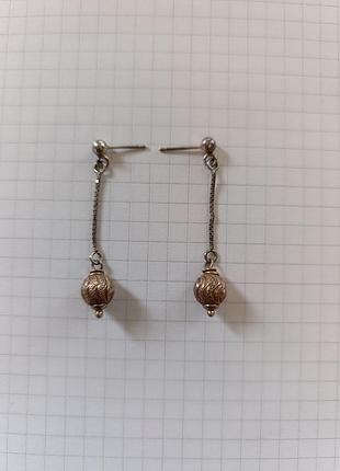 Серебряные серьги подвески 925 проба