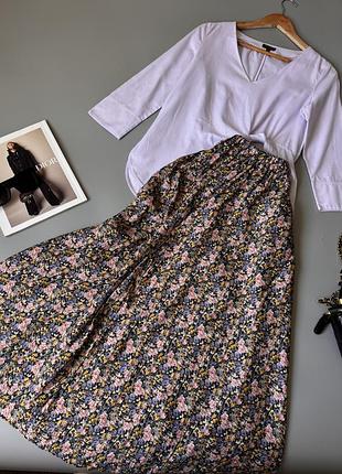 Спідниця в квітковий принт zara р.xs