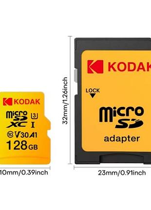 Карта пам'яті kodak micro sd 128gb high speed v30 u3 4k tf