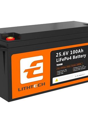 Lifepo4 24v 100ah аккумулятор lithtech с bluetooth 2560wh, 100a, bms
