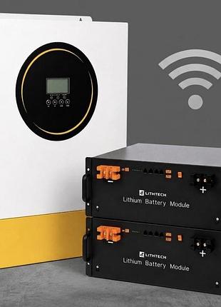 11 квт lifepo4 комплект резервного питания: гибридный инвертор anenji wifi + 2 аккумулятора 51.2v 100ah lithtech