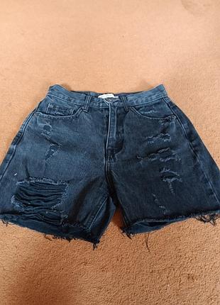 Шорты черные джинсовые женские pull &amp; bear 34