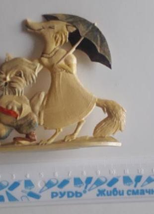Плакетка лиса алиса и кот базилика из пластика. сср