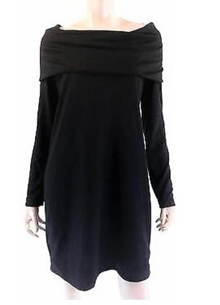 Черное платье прямого кроя средней длины с воротником-трансформером (сша)5 фото