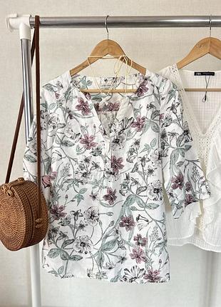 Жіноча біла льняна сорочка 100% льон laura ashley