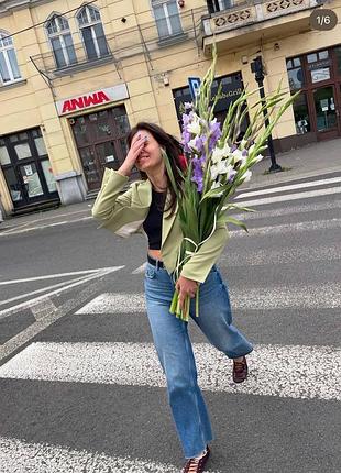 Прямые женские джинсы zara высокой посадки 40