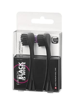 Насадки для звуковой щетки curaprox hydrosonic black is white carbon, 2 штуки, 2 шт/уп