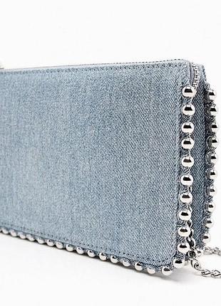 Блакитна джинсова сумка клатч гаманець від зара zara