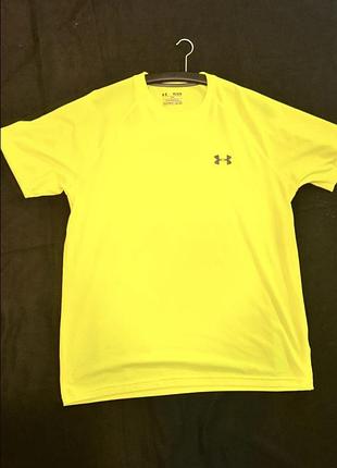 Футболка under armour heatgear m оригінал неоново-жовта спортивна