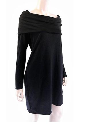 Черное платье прямого кроя средней длины с воротником-трансформером (сша)3 фото