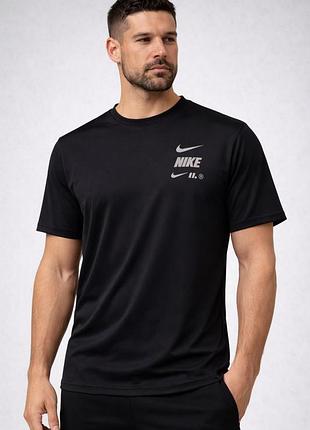 Футболка nike dri-fit чоловіча чорна холодок stretch/стрейч легка,дихаюча літня спортивна premium