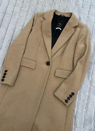 Вовняне пальто mango (mng) кольору кемел, розмір s-m (wool blend)