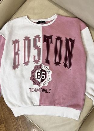 Оверсайз світшот boston на дівчинку 11-12 років ріст 146-152 стан ідеальний дов 57, шир 49.5, плече приспущене рукав від горла 63