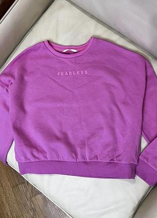 Світшот, оверсайз укороч на дівчинку 11-12 років ріст 146-152 від m&s стан ідеальний, утеплений дов 48.5, шир 50, плече приспущене рукав від горла 66